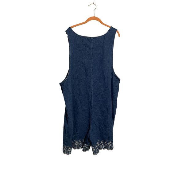Plus Size Denim Embroidered Dress Romper 3X - Picture 6 of 8